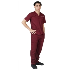 UNISEX V-NECK SCRUB SET BURGUNDY 