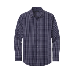 BROOKS BROTHERS STRETCH SHIRT, NAVY GRID WHITE 