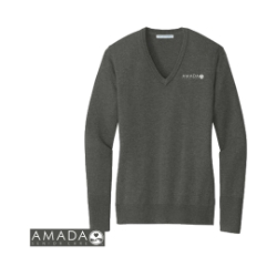 WOMENS EASY CARE V-NECK SWEATER, CHARCOAL HEATHER 