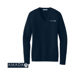 WOMENS EASY CARE V-NECK SWEATER, NAVY 